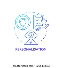 Personalisation blue gradient concept icon. Customized content. Benefit of direct marketing abstract idea thin line illustration. Isolated outline drawing. Myriad Pro-Bold font used