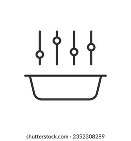 Personalised ration selection, linear icon. Adjustment. Container and equaliser. Line with editable stroke