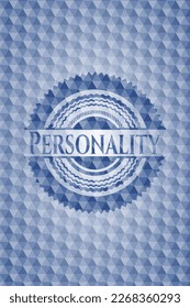 Personality blue emblem with geometric background. Vector Illustration. Detailed. 