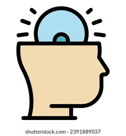 Personality critical thinking icon outline vector. Think mind. Skill human color flat