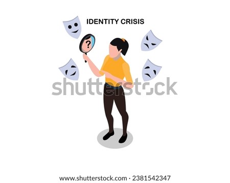 Personality disorders, or multiple personalities isometric 3d vector concept for illustration, banner, website, landing page, flyer, etc.