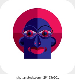 Personality face colorful vector illustration made from geometric figures. Flat design image, cubism style.