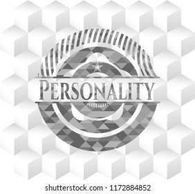 Personality grey badge with geometric cube white background