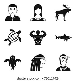 Personality icons set. Simple set of 9 personality vector icons for web isolated on white background