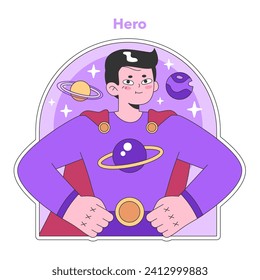 Personality psychological archetype. Character characteristics. Hero collective unconscious prototype. Flat vector illustration