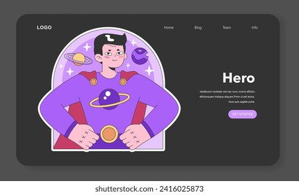 Personality psychological archetype dark or night mode web, landing. Character characteristics. Hero collective unconscious prototype. Flat vector illustration