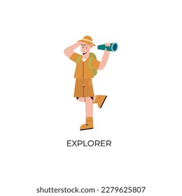 Personality psychological archetypes. Flat vector illustration. Explorer.