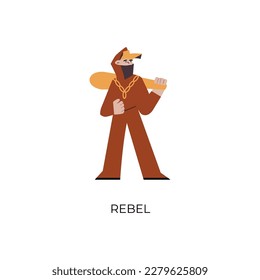 Personality psychological archetypes. Flat vector illustration. Rebel.