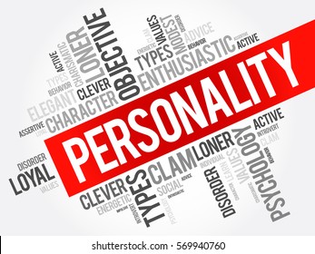 Personality word cloud collage , social concept background
