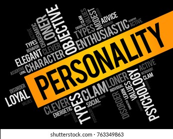 Personality word cloud collage , social concept background