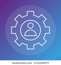 Iconos de Cuenta de personalización. Vector de Configuraciones Profesionalizadas. Profesionalización de símbolos de perfil. Fondo sofisticadamente púrpura.