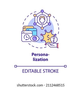 Personalization concept icon. Advantages of electronic learning abstract idea thin line illustration. Isolated outline drawing. Editable stroke. Roboto-Medium, Myriad Pro-Bold fonts used