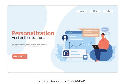 Personalization in Digital Experience. An engaging illustration highlighting the importance of tailored content and recommendations for user-centric digital interactions. Flat vector illustration.