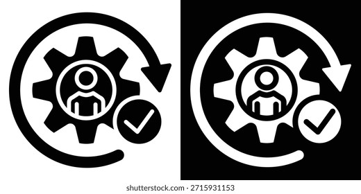 Icono de personalización estilo de glifo de Ilustración vectorial sobre fondo blanco y negro