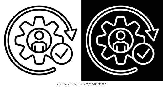 Línea de personalización y estilo de icono de glifo sobre fondo blanco y negro