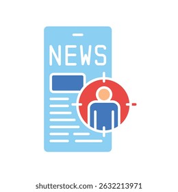 ícone plano de cor dos feeds de notícias de personalização para projetos digitais e de impressão.  Ícones mínimos de limpeza para aplicativos e sites. Ícones simples modernos para UI UX e branding