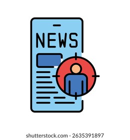 ícone de linha de cor dos feeds de notícias de personalização para projetos digitais e impressos.  Ícones mínimos de limpeza para aplicativos e sites. Ícones simples modernos para UI UX e branding