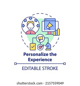 Personalize experience concept icon. Target audience. Customer attention span abstract idea thin line illustration. Isolated outline drawing. Editable stroke. Arial, Myriad Pro-Bold fonts used