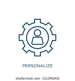 personalisieren Sie das Symbol. Dünne Lineare, die die Umrisse einzeln auf weißem Hintergrund personalisieren. Linie Vektor personalize-Zeichen, Symbol für Web und Mobile