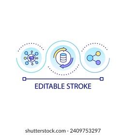 Personalized advertising loop concept icon. Collect and analyse data. Customer information abstract idea thin line illustration. Isolated outline drawing. Editable stroke. Arial font used