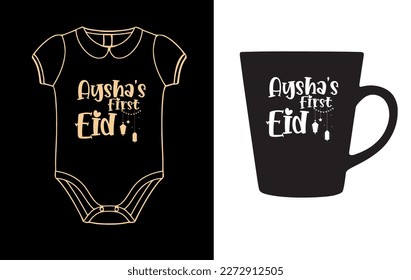 personalized baby name First eid day t-shirt.