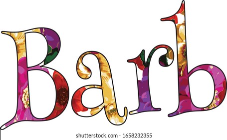 Personalized for "Barb," a Colorful Fun Name Art Graphic Illustration. Use a decoration or to personalize just about anything.