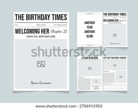 Personalized Birthday Newspaper Template | Custom Birthday Story Printable Layout