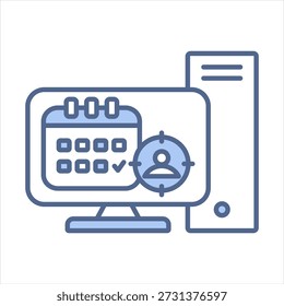Ilustración vectorial personalizada del icono azul del calendario