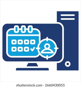 Ilustración vectorial de icono azul plana de calendario personalizado