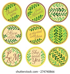 Personalized Candy Sticker Labels with green branch big set - perfect addition to wedding or party favors