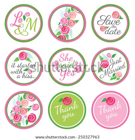 Personalized Candy Sticker Labels with rose - perfect addition to wedding or party favors