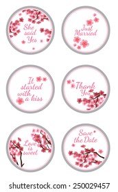 Personalized Candy Sticker Labels with sakura - perfect addition to wedding or party favors