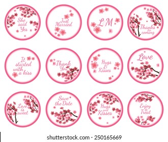 Personalized Candy Sticker Labels With Sakura  Big Set - Perfect Addition To Wedding Or Party Favors