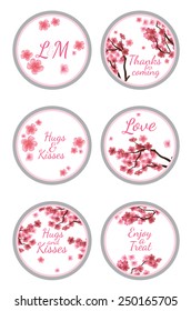 Personalized Candy Sticker Labels with sakura - perfect addition to wedding or party favors