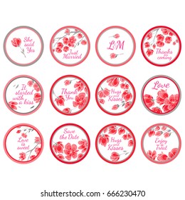 Personalized Candy Sticker Labels with sakura big set - perfect addition to wedding or party favors