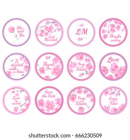 Personalized Candy Sticker Labels with sakura big set - perfect addition to wedding or party favors