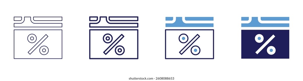 Personalized coupon icon in 4 different styles. Thin Line, Line, Bold Line, Duotone. Duotone style. Editable stroke.