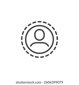Personalized Customer Journey line icon. linear style sign for mobile concept and web design. Customer with a dotted path outline vector icon. Symbol, logo illustration. Vector graphics