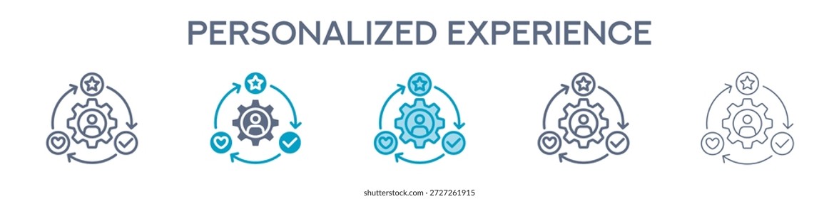 Elemento De Experiencia Personalizada Para Diseño Gráfico - Estilos Múltiples. Ilustración vectorial De Dos Colores Y Negro. Los Diseños Múltiples De Los Iconos Se Pueden Utilizar Para El Móvil, Ui, Web