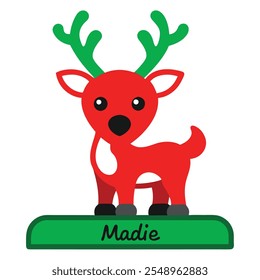 Personalized Freestanding Reindeer.Family Christmas Decoration and Place Name Settings