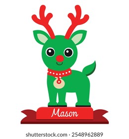 Personalized Freestanding Reindeer.Family Christmas Decoration and Place Name Settings