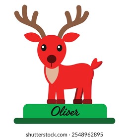 Personalized Freestanding Reindeer.Family Christmas Decoration and Place Name Settings