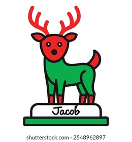 Personalized Freestanding Reindeer.Family Christmas Decoration and Place Name Settings