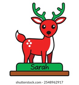 Personalized Freestanding Reindeer.Family Christmas Decoration and Place Name Settings