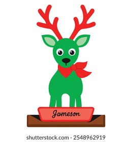 Decoração de Natal personalizada independente Reindeer.Family e configurações de nome de lugar