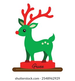 Personalized Freestanding Reindeer.Family Christmas Decoration and Place Name Settings