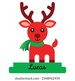 Personalized Freestanding Reindeer.Family Christmas Decoration and Place Name Settings