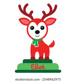 Decoração de Natal personalizada independente Reindeer.Family e configurações de nome de lugar