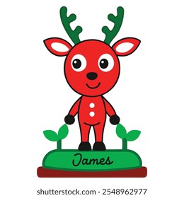 Decoração de Natal personalizada independente Reindeer.Family e configurações de nome de lugar