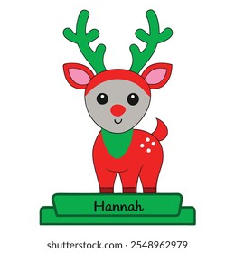 Personalized Freestanding Reindeer.Family Christmas Decoration and Place Name Settings